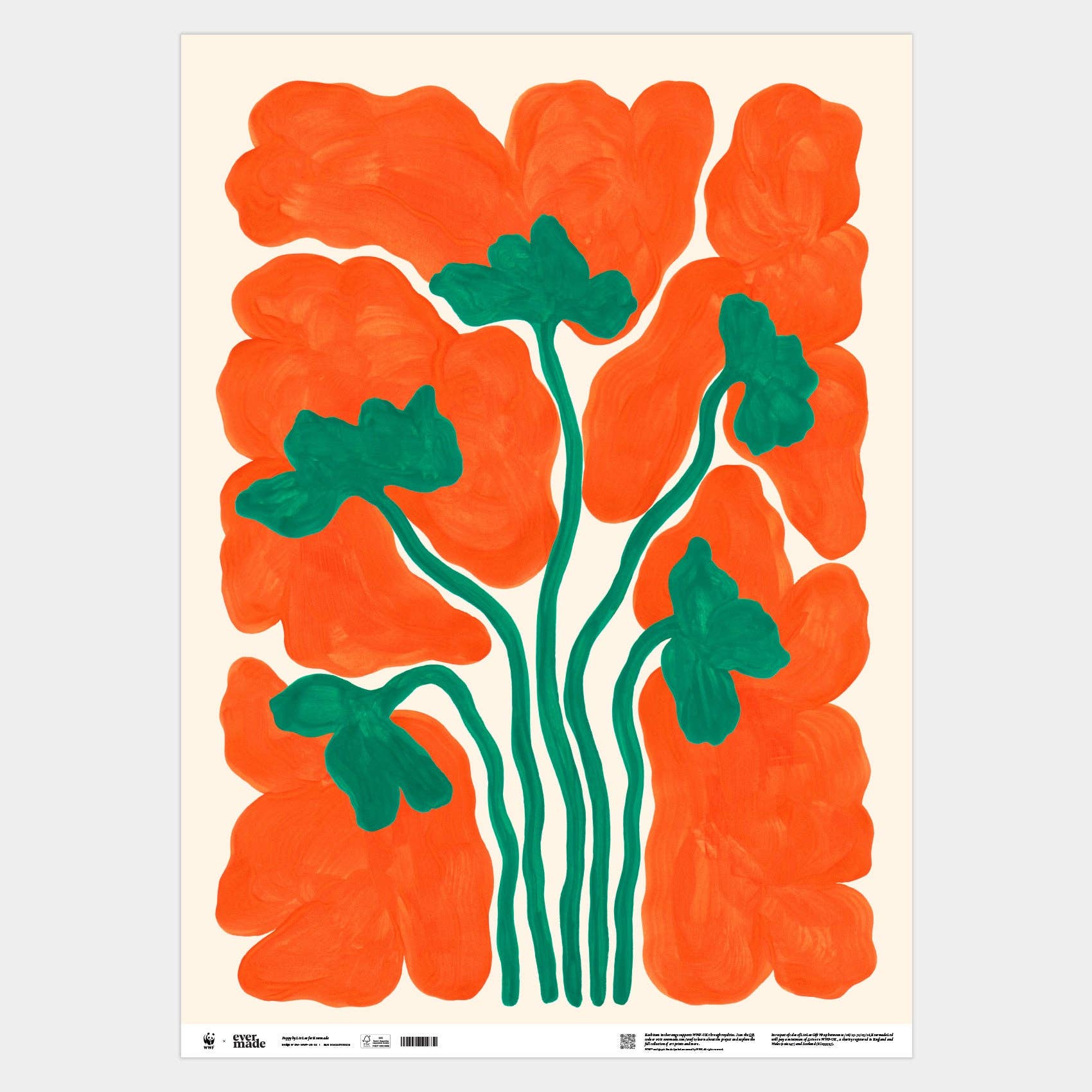 Evermade - Wholesale Flat Wrap - Poppy Gift Wrap by Liv Lee x WWF3