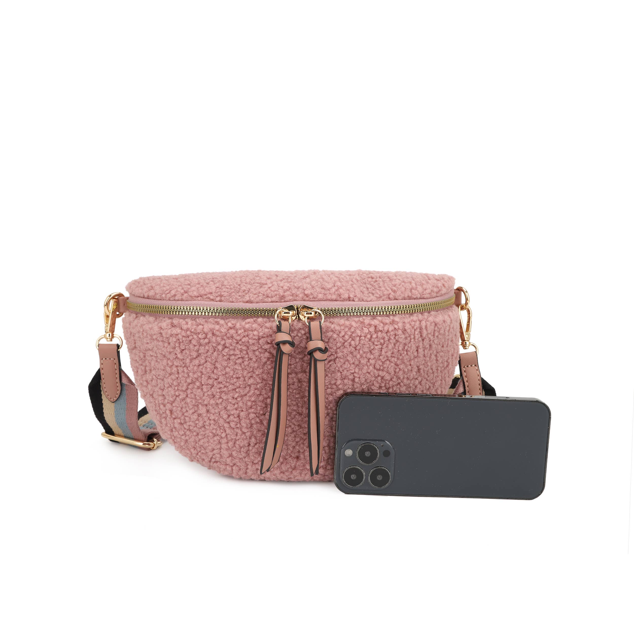 KAYLA+AVA - Wholesale Heuptasje - Dames - Cynthia shearling riemtas in halve maanvorm / heuptasje3