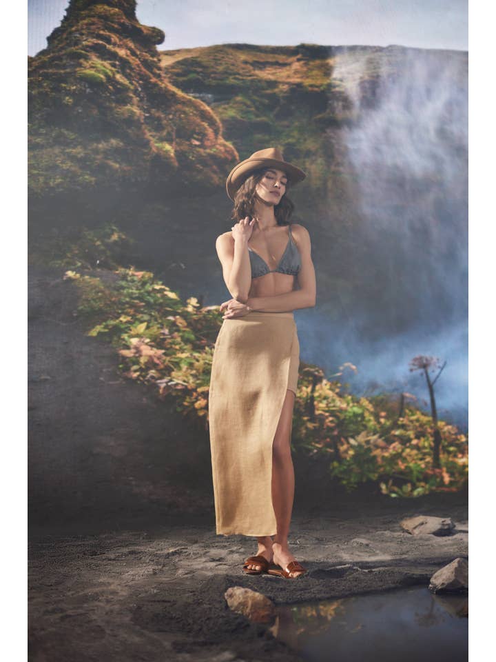 Sand Reminiscence Linen Skirt for wholesale on Faire