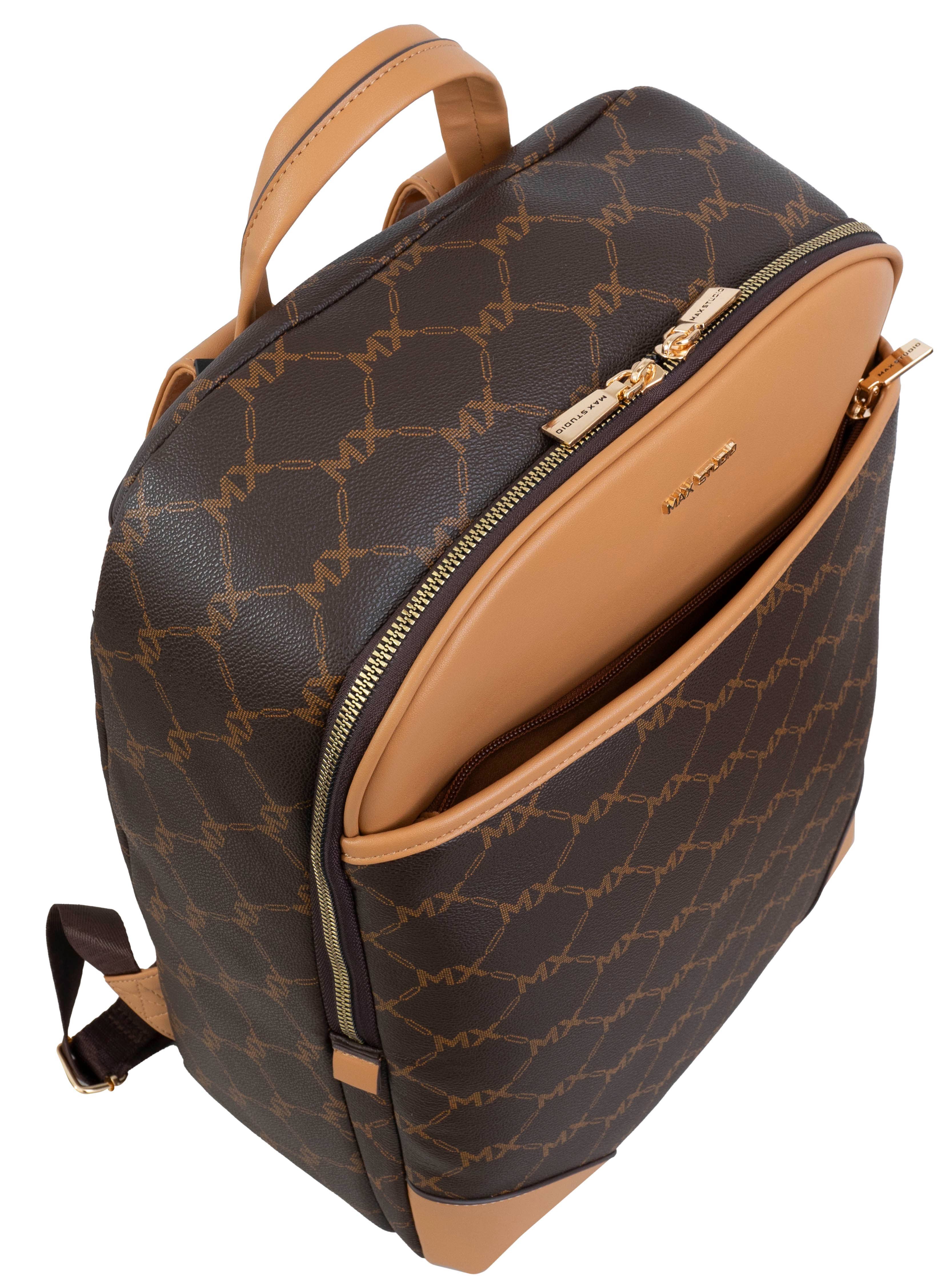 Magid - Wholesale Backpack - Women's - Max Studio Pebble Grain Signature Print Backpack with Front Zippered Pocket6
