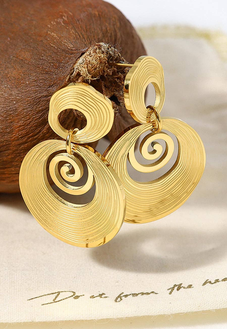 Gold Swirl Detail Textured Earrings for wholesale on Faire0