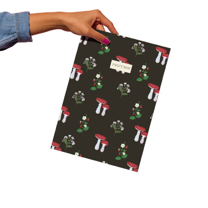 glad you're here co - Wholesale Notebook - Nature-Inspired Notebook Set – Hand-Painted Mushroom & Wilderness Quote Designs – 2-Pack Lined Journals with Illustrated Pages1