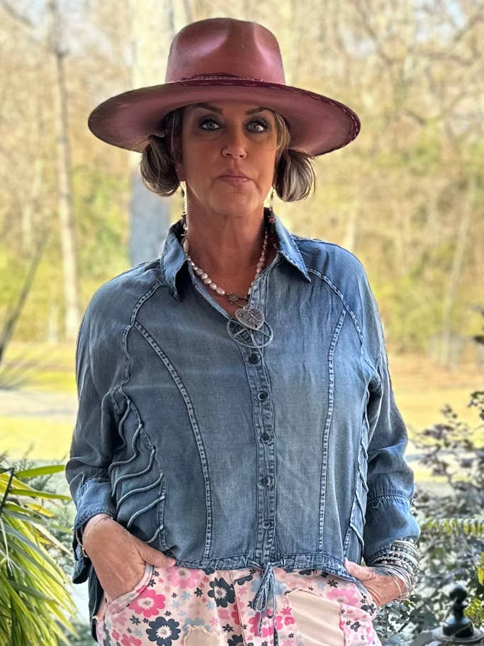 In Your Lane Top - Chambray for wholesale by Jaded Gypsy