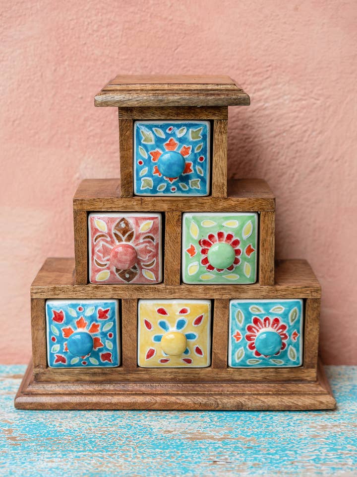 Shyla 6 Drawer Ceramic Pyramid Chest for wholesale by Namaste