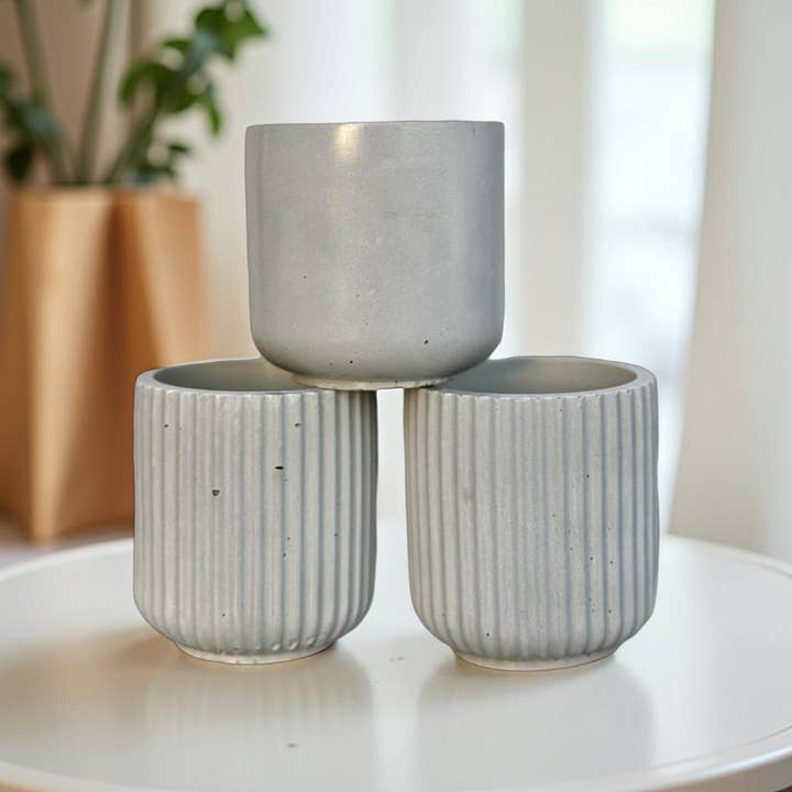 Grey Cement Candle Jar – Minimalist Planter or Candle Vessel for wholesale by Colourfuljoy Designs