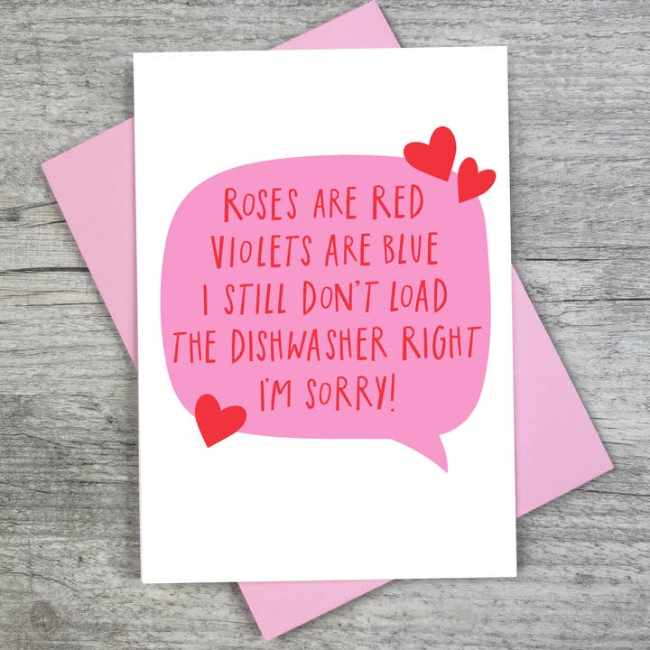 Roses are Red...Sorry | Funny Valentine's Greeting Card for wholesale by Joanne de Pace Design Studio