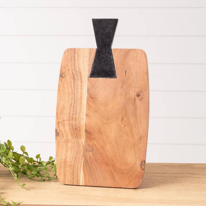 Audrey's Home & Gift - Vente Planche à découper - Planche à découper avec poignée en marbre noir (Paquet/04)0