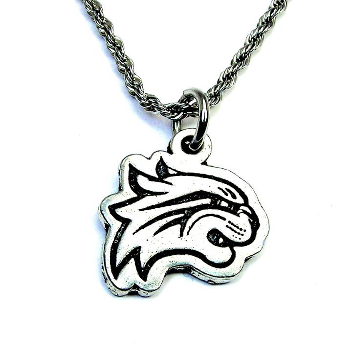 Chubby Chico Charms - Wholesale Pendant/Charm Necklace - Sideview Bobcat Charm Necklace Mascots High school team