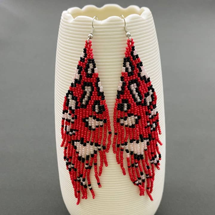 Mio Queena - Vendita all'ingrosso Orecchini con nappe - Orecchini con frange di perline a stampa leopardata - SB2