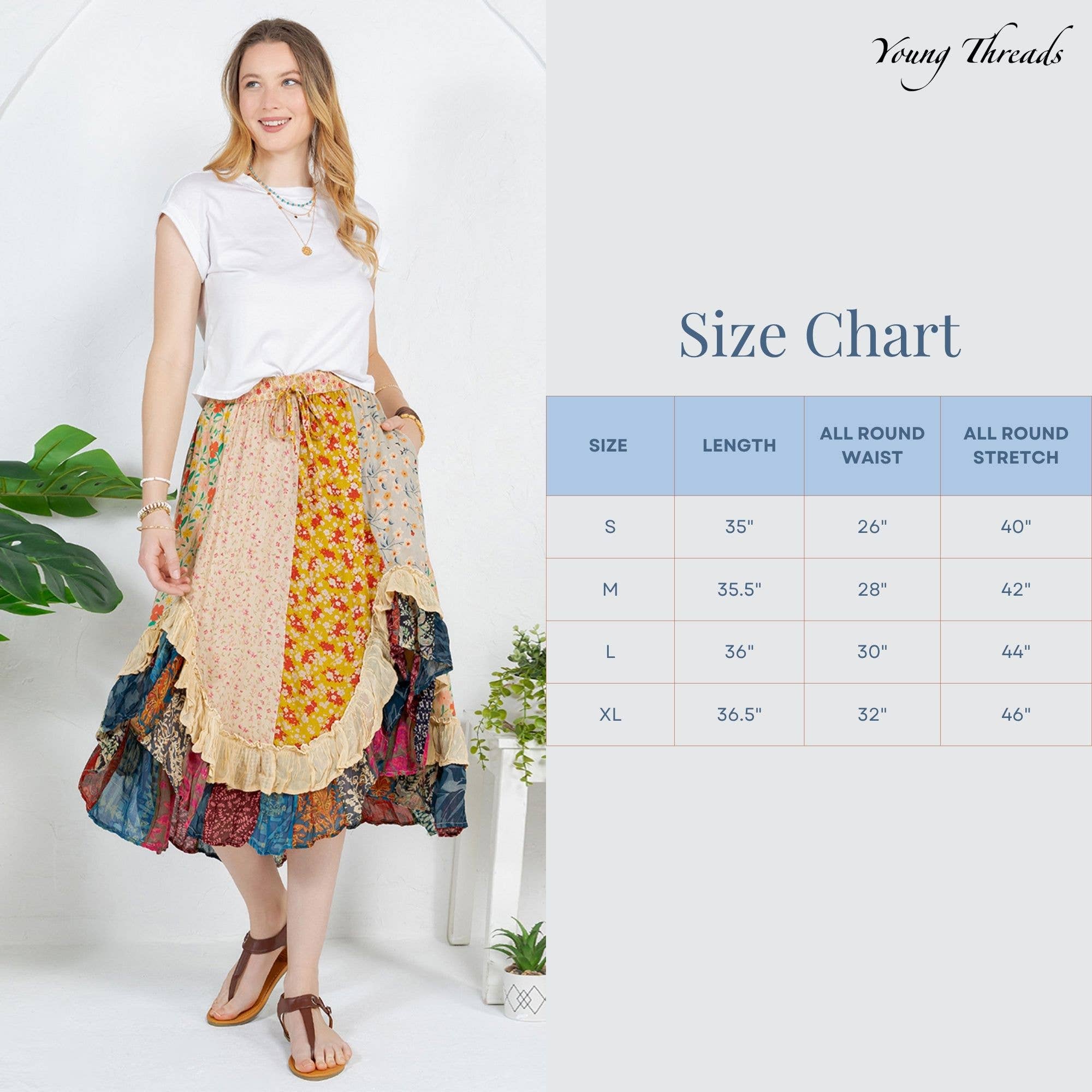 Young Threads - Wholesale Skirt - Women's - Bohoemia Mid-Length Skirt with Rayon Print (New Color)8