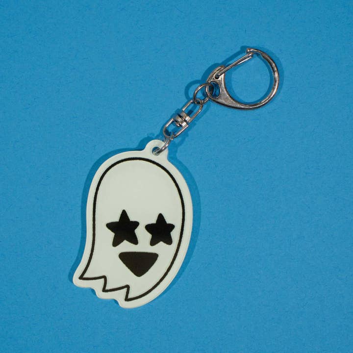 Starry Eyed Ghost | Glow in the Dark Keychain for wholesale by Hi, Hello There