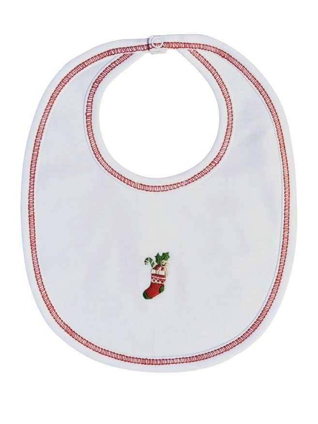 Bavoir en coton Pima avec bas de Noël pour garçon pour la vente par Baby Threads