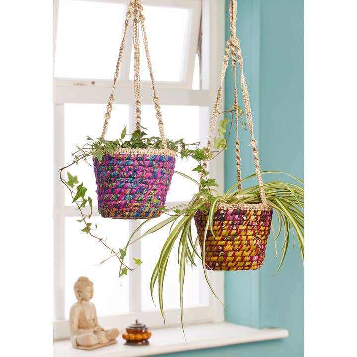 Namaste - Wholesale Hanging planter - Recycled Sari Hanging Plant Basket