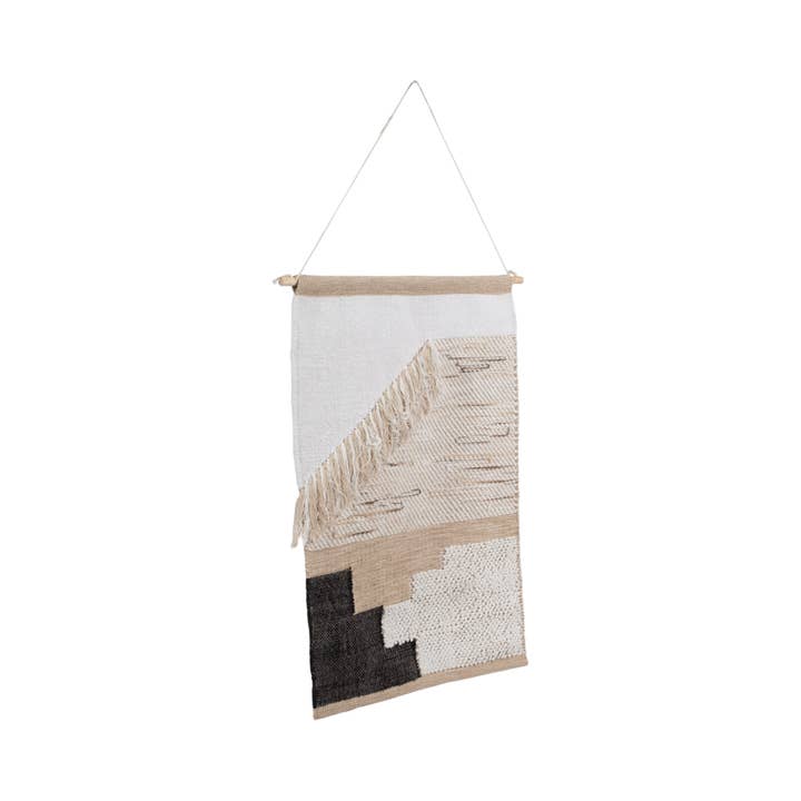 Sagebrook Home - Wholesale Tapestry/Textile Hanger - 24 in. x 36 in. Ivory Abstract Diagonal Fringe Wall Hanging