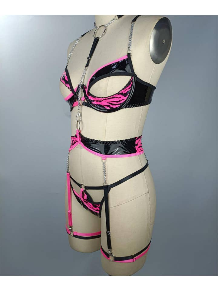 BlackPink Metal chain sexy lingerie set temptation uniform for wholesale on Faire6