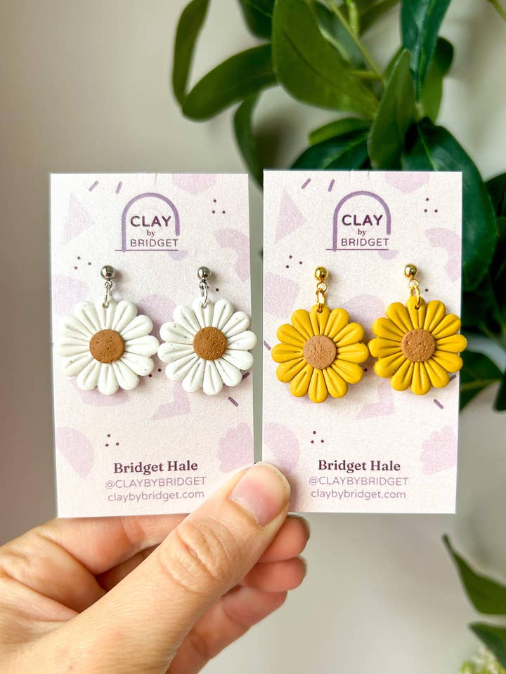 Single Daisy Dangles for wholesale by Clay by Bridget