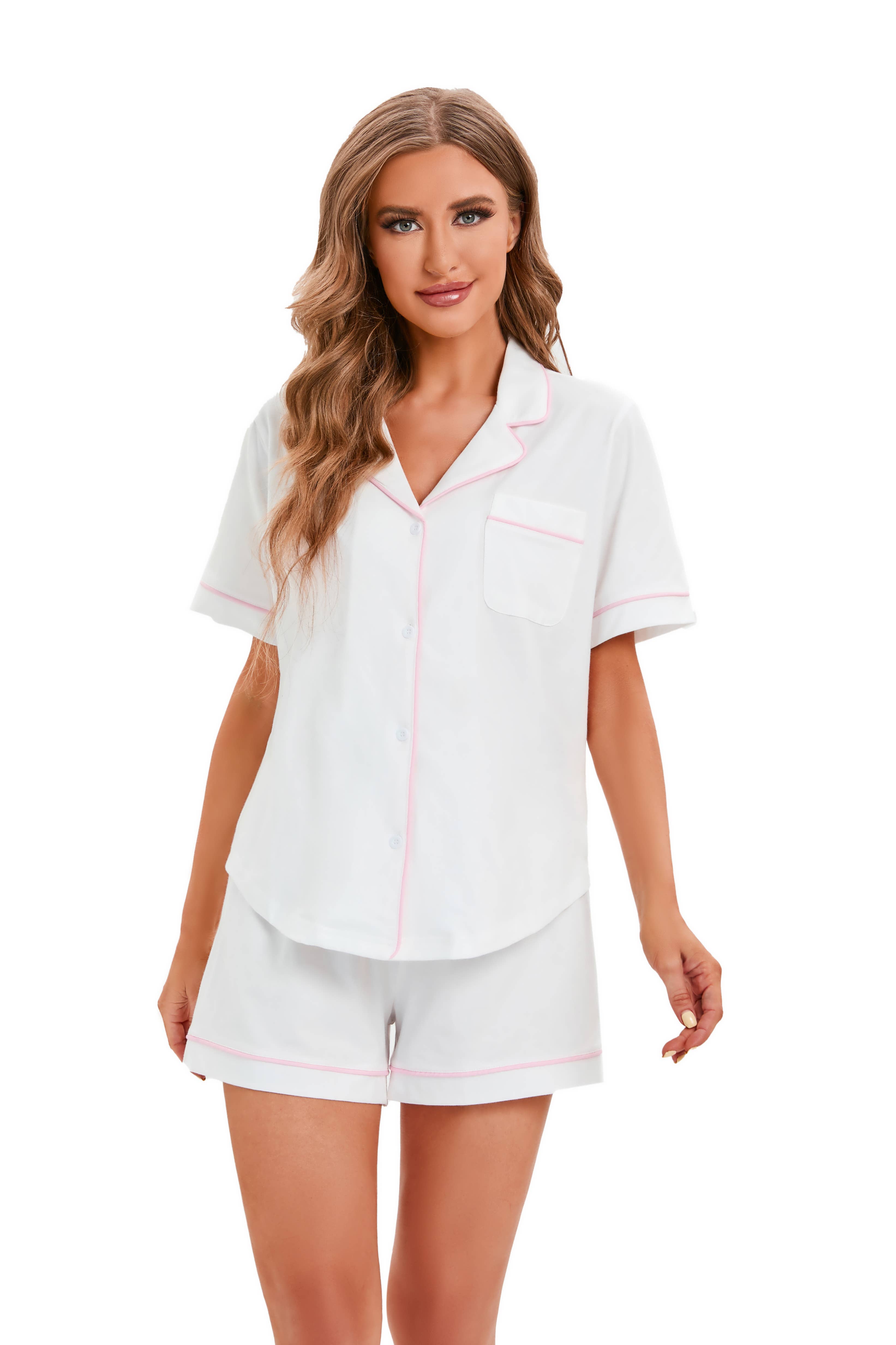 GEXWORLDWIDE - Wholesale Sleepwear Set - Women's - Women's 100%Cotton Multiple Colored Short Sleeve Pajamas Set10