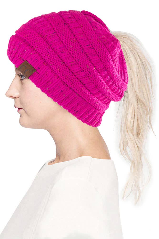 Hana - Wholesale Beanie - Women's - C.C Confetti Ponytail Messy Bun Beanie15
