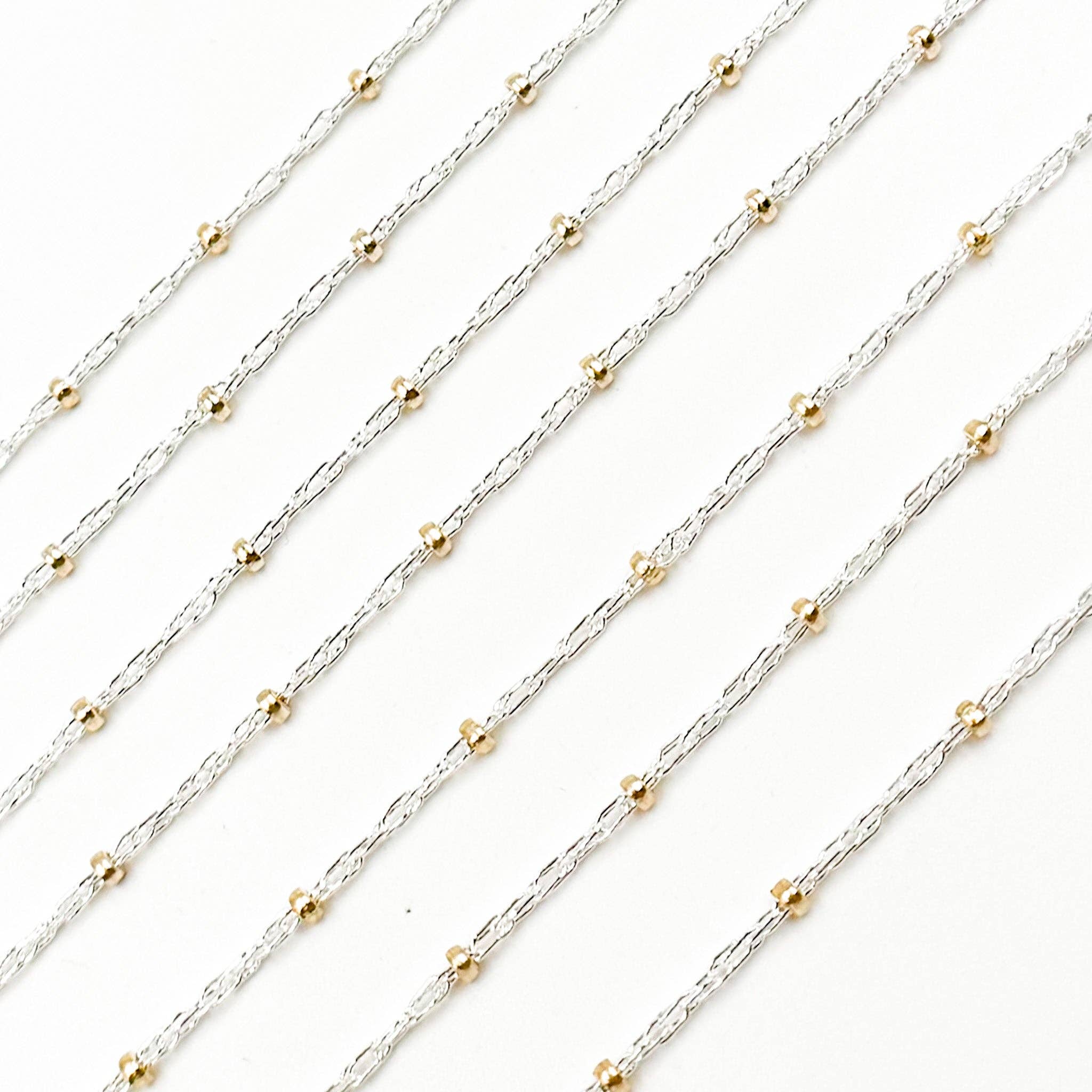 Ouro e prata 877TT. Corrente de Corda em Prata de Lei com Contas Recheadas a Ouro 14k para venda a revendedores na Faire4