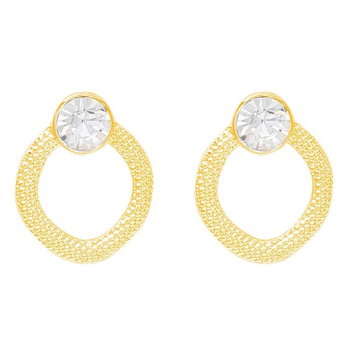 GD ROUND RHINESTONE POST EARRING, ED 10873 for wholesale on Faire