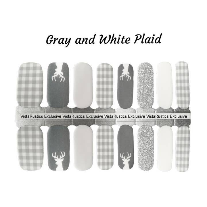 Vista Rustics - Wholesale Nail Art/Decal - Gray and White Buffalo Plaid