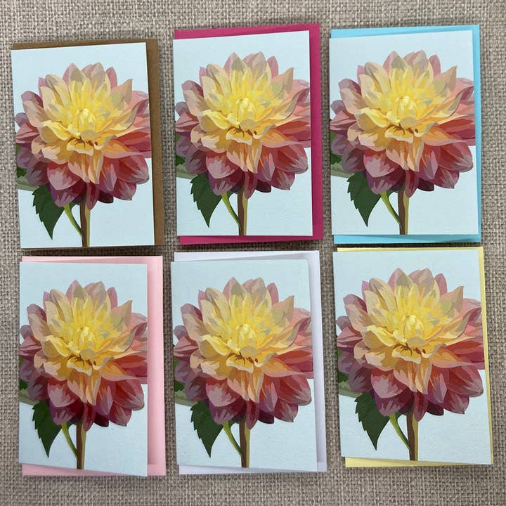 Tarjeta de Regalo | Etiqueta de Regalo con Flor de Dalia para venta al por mayor de The Red Barn Press