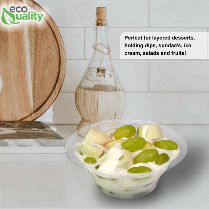 EcoQuality – wholesale Disposable cup – 8oz Clear Plastic Disposable Durable Ice Cream Sundae Cups