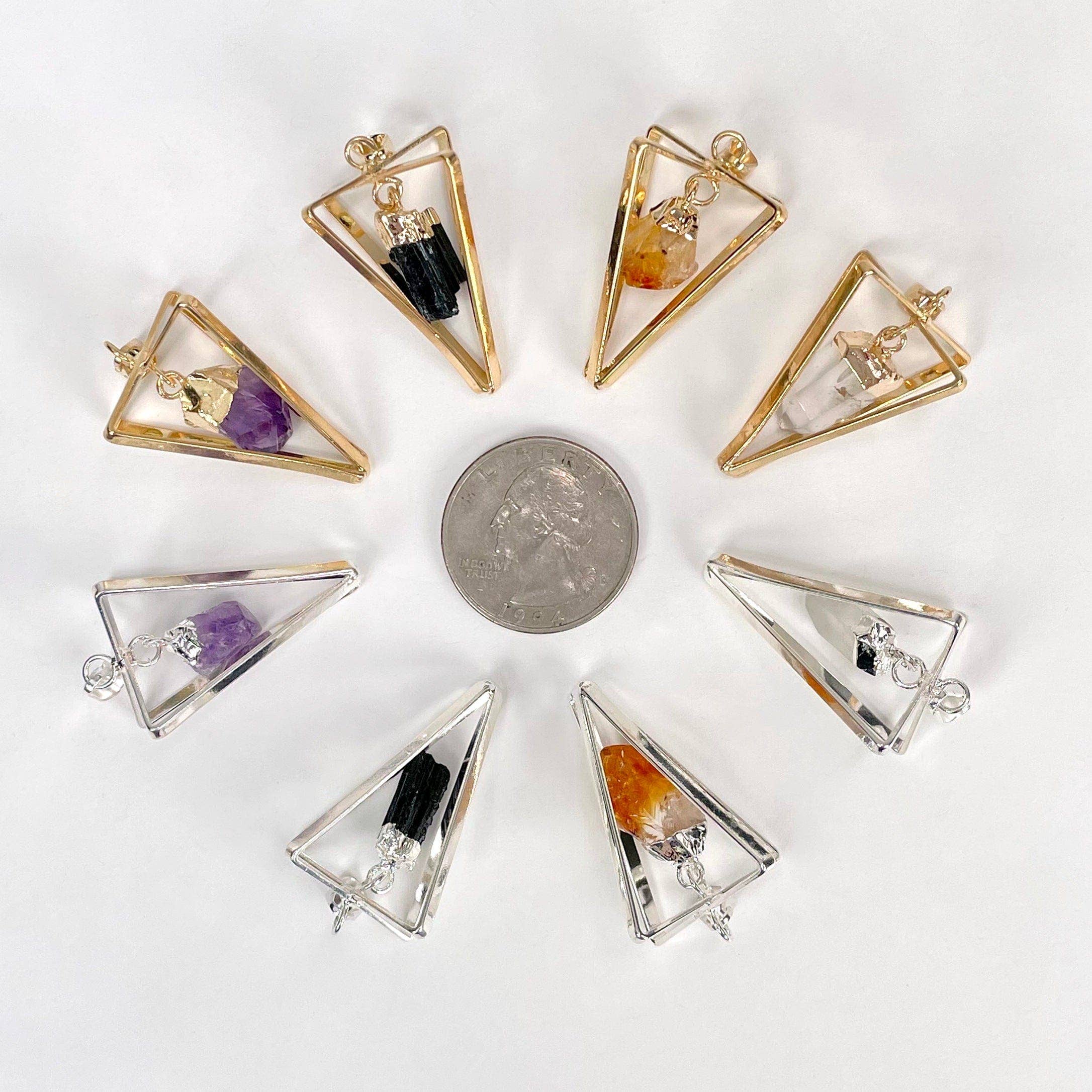 Rock Paradise - Wholesale Individual Charm/Pendant - Crystal Stone Point Pendulum Pendant - Choose Finish3