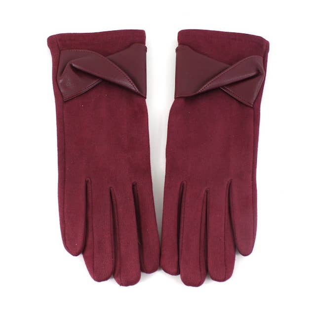 Pretty Persuasions - Wholesale Gloves - Women's - A24007 Faux Leather Trim Suede LikeGloves