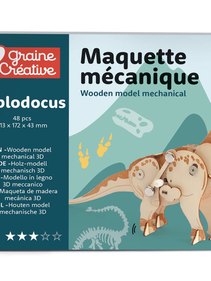 MAQUETTE EN BOIS 3D MECANIQUE DIPLODOCUS pour la vente par Graine Créative