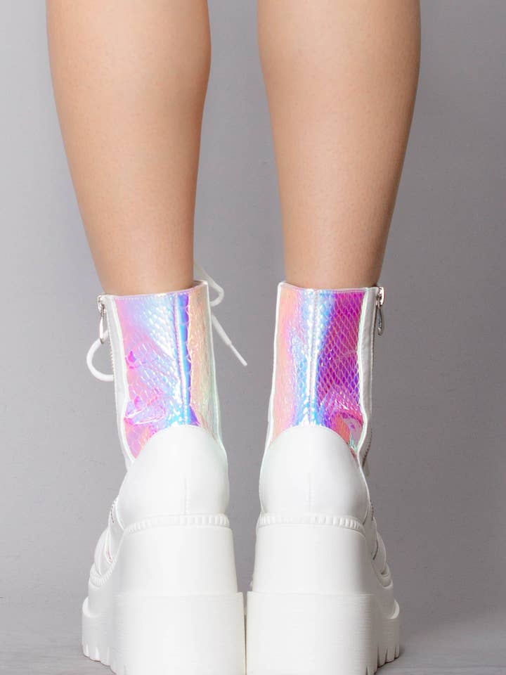 LASR - Wholesale Combat/Military Boots - Women's - x LASR Exclusive RADIO Liquid Love White Platform Boots3