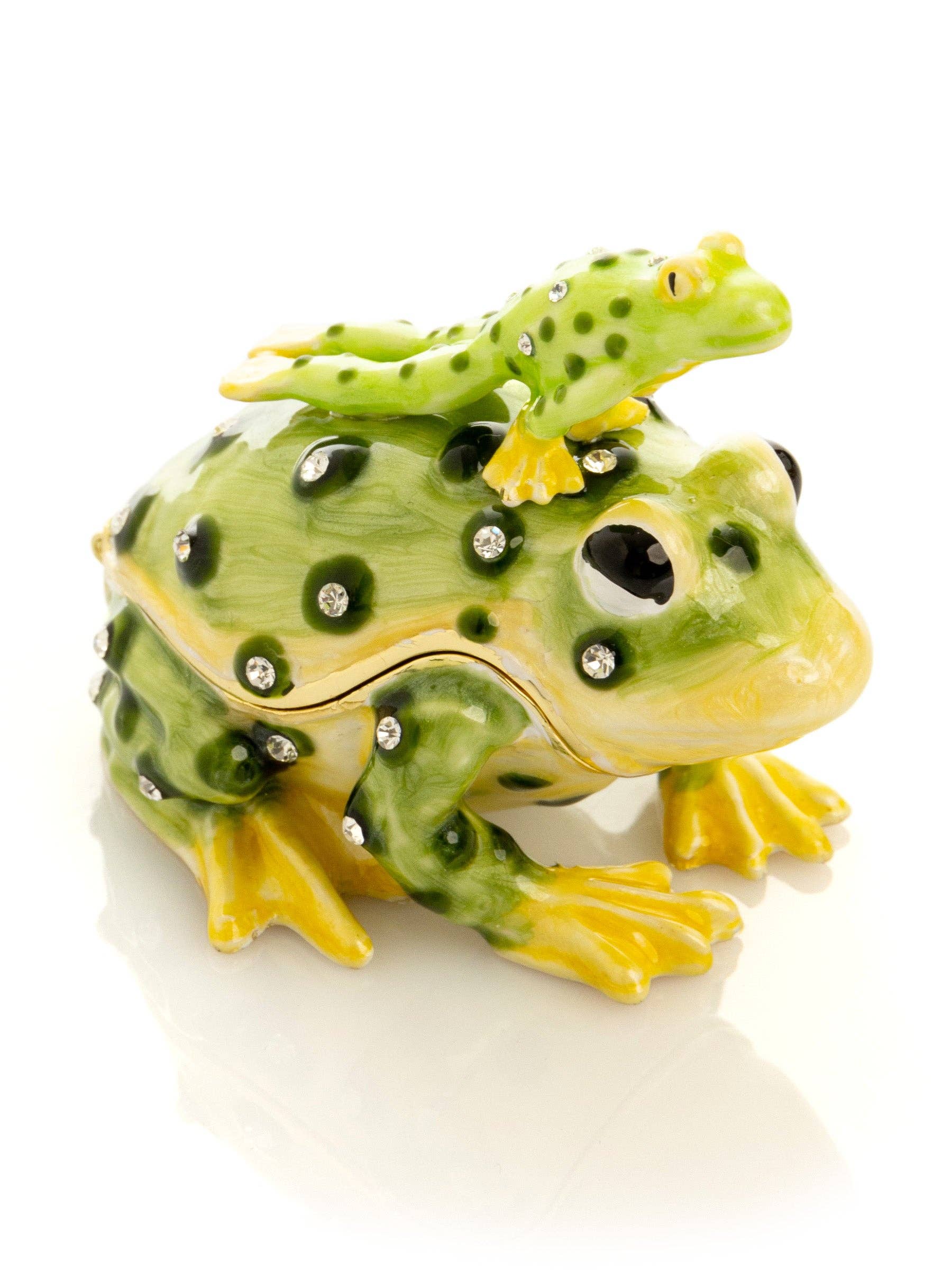 Keren Kopal – wholesale Decorative figurine – Black Spotted Toad Frog with a Baby Frog on the back15