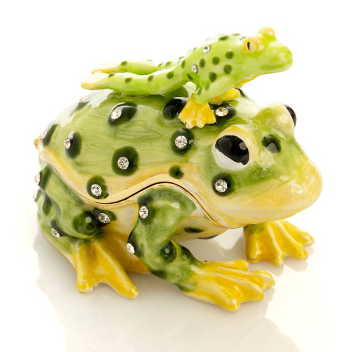 Keren Kopal - Wholesale Decorative Figurine - Black Spotted Toad Frog with a Baby Frog on the back15