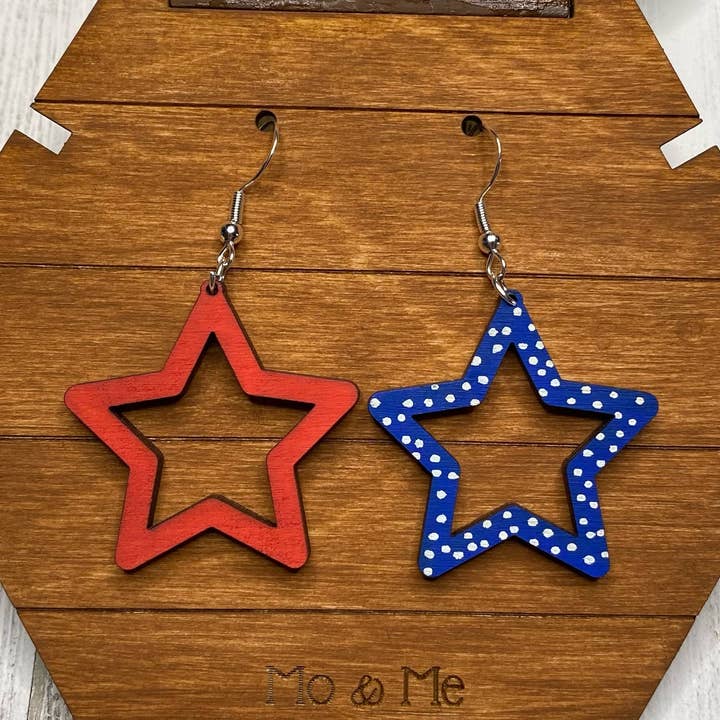 Patriotic Star Earrings for wholesale by Mo & Me Maker Shoppe, LLC