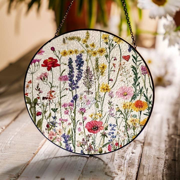 NVC Ecommerce LLC - Wholesale Suncatcher - Wildflower Stained Glass Suncatcher, Nature Ornament1