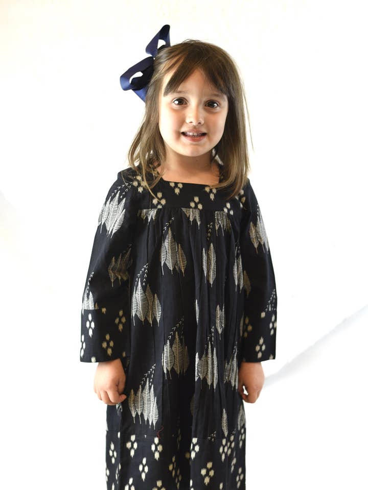 Black Printed Leaf Dress for wholesale by Yo Baby