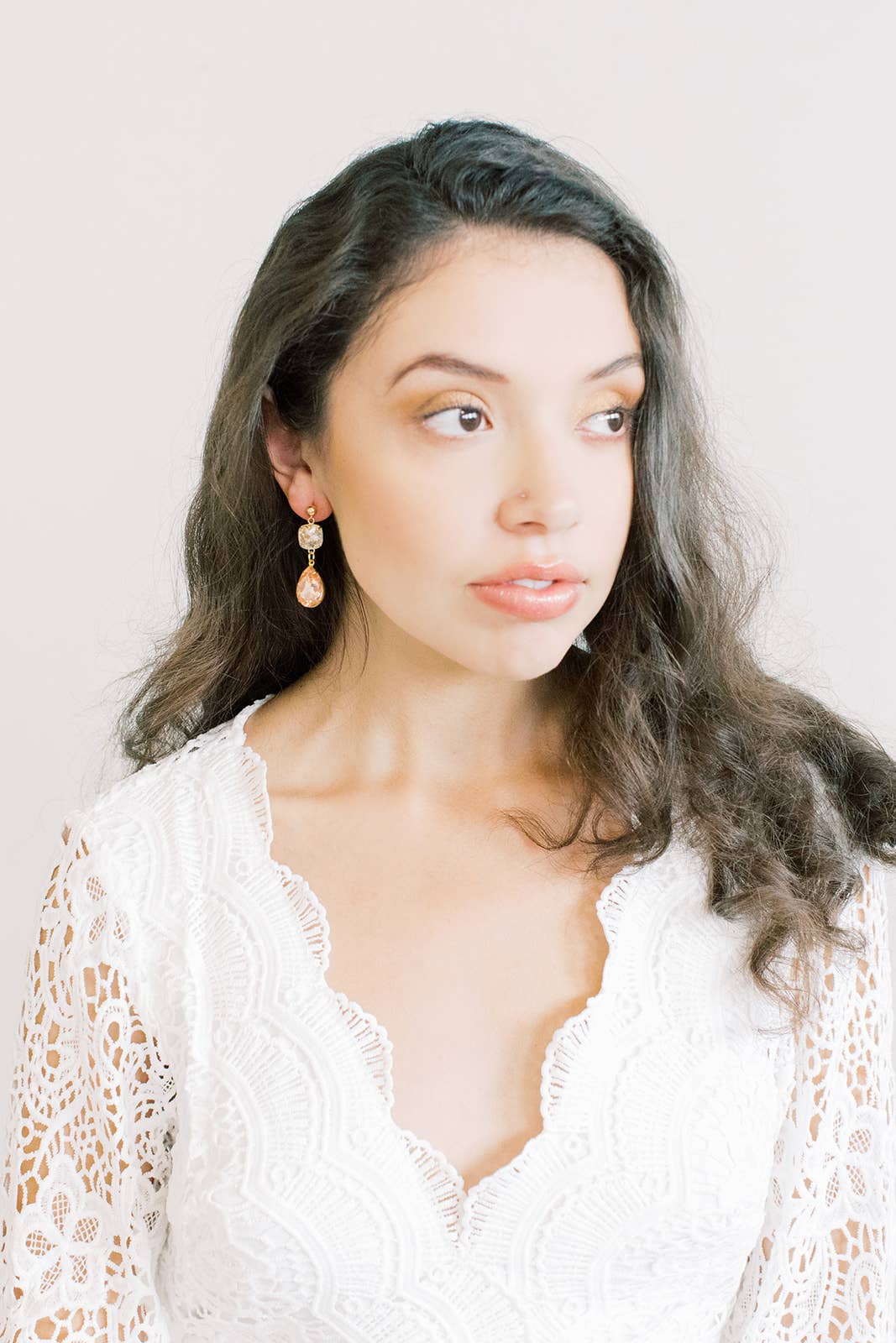 Acute Designs - Wholesale Dangle Earrings - Shimmering Peach Swarovski Drop Earrings4