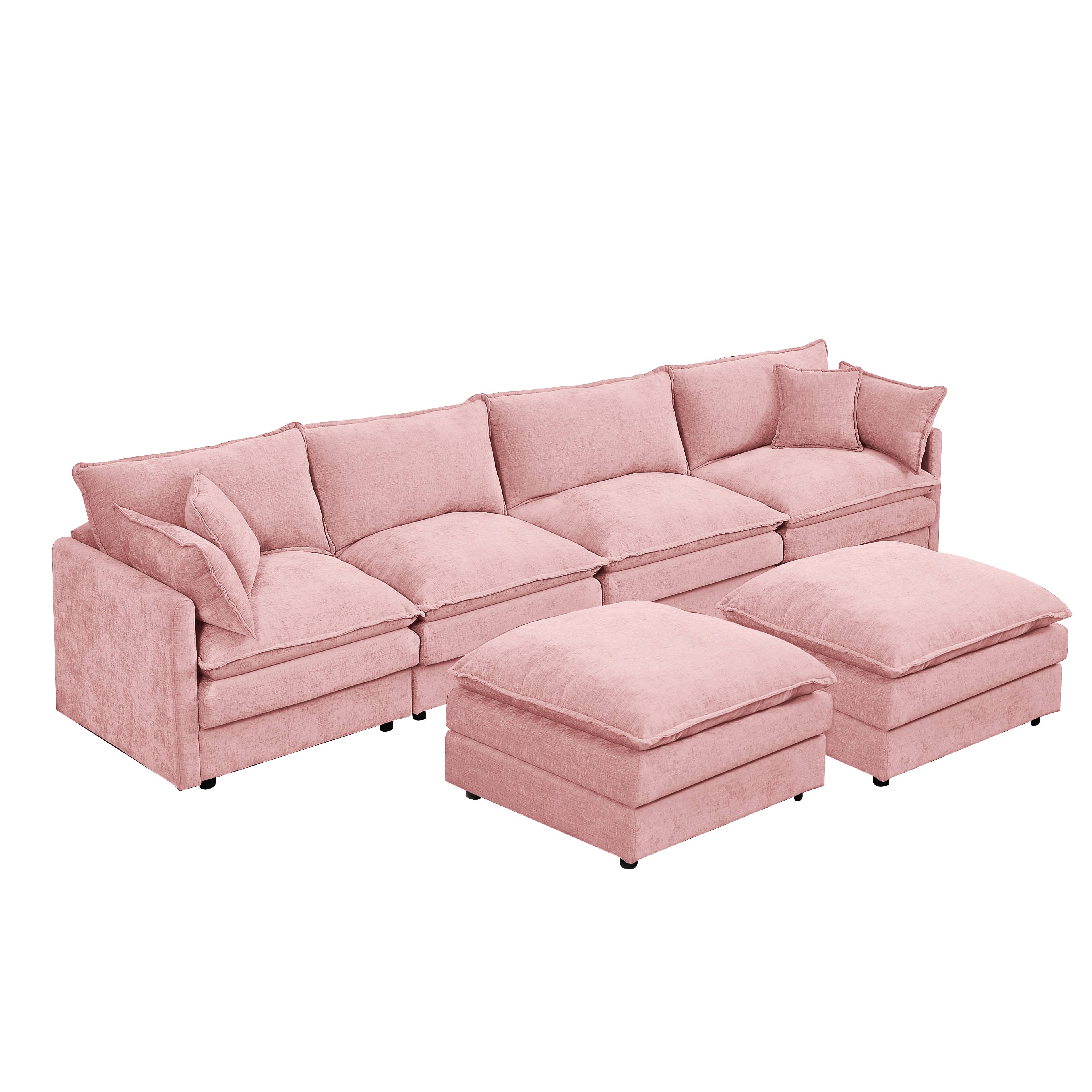 39F Inc. - Wholesale Sofa - Lunara 130" U-Shaped Sectional Sofa w 2 Ottomans,7 Colors6