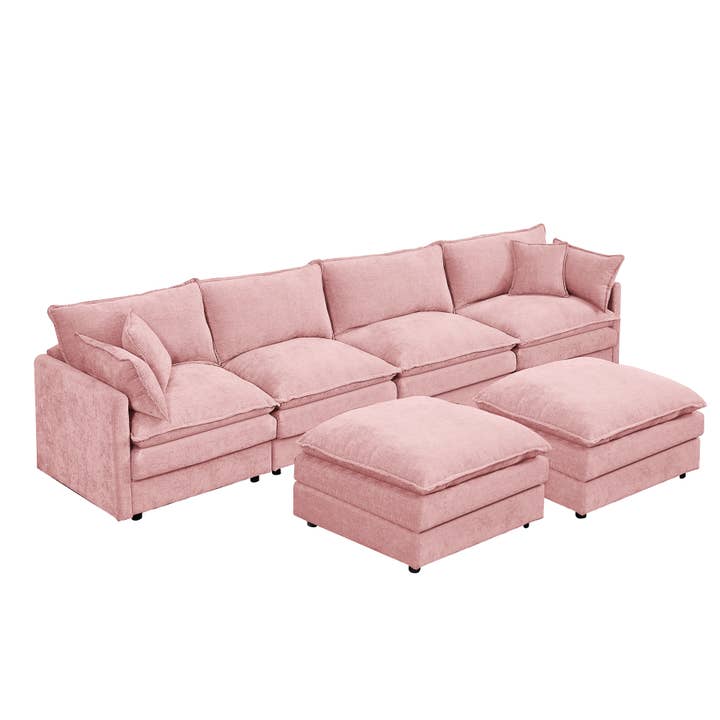 39F Inc. - Wholesale Sofa - Lunara 130" U-Shaped Sectional Sofa w 2 Ottomans,7 Colors6