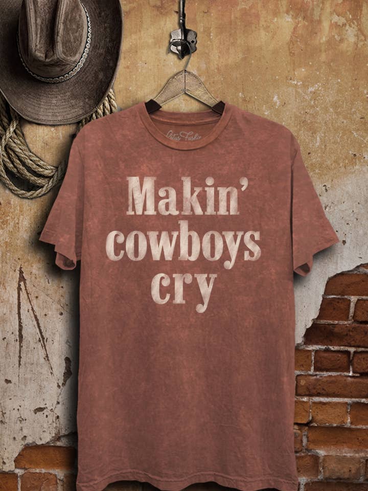 Making Cowboy Cry Graphic Top for wholesale by Lotus Fashion Collection