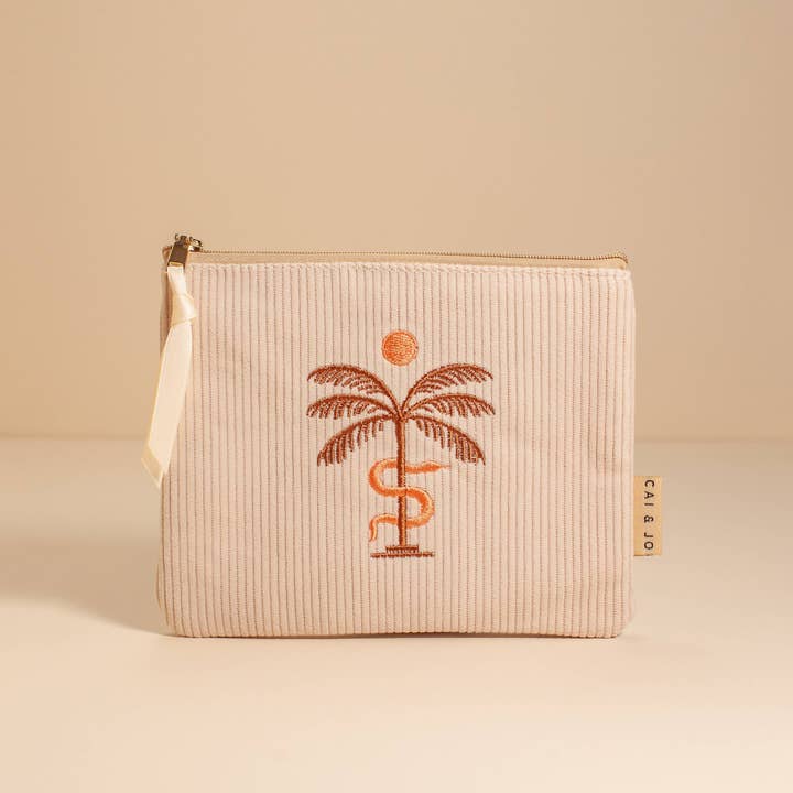 Corduroy Pouch in Stone for wholesale by cai & jo USA