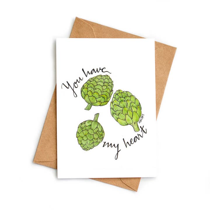 Carte d'amour aux artichauts You Have My Heart pour anniversaire pour la vente par Stem and Soul