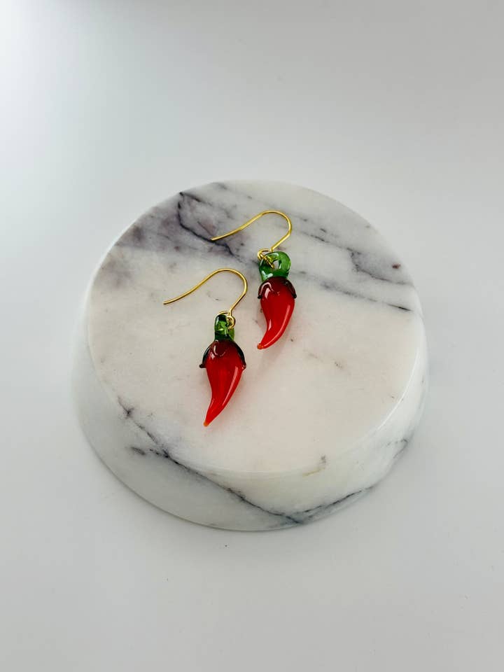 Red Chilli Earring for wholesale by Jukju Glass