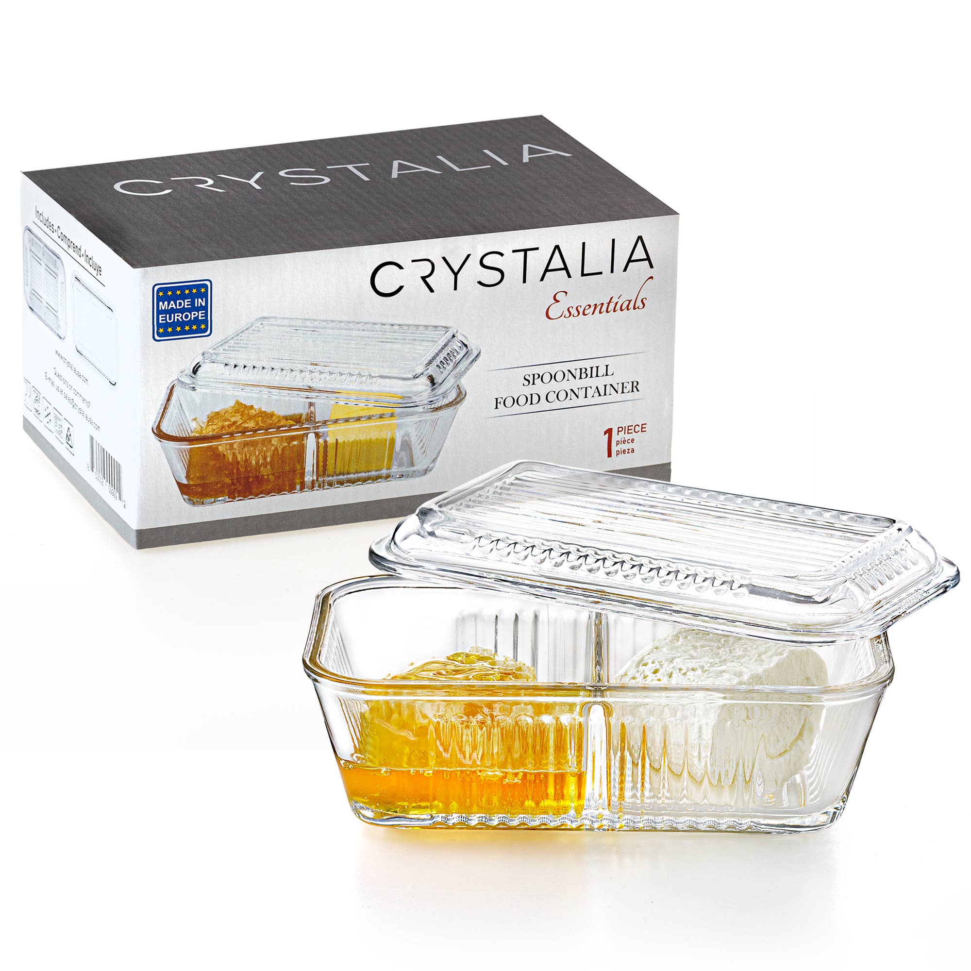Crystalia – wholesale Matlåda – Dubbel fack glasbehållare1