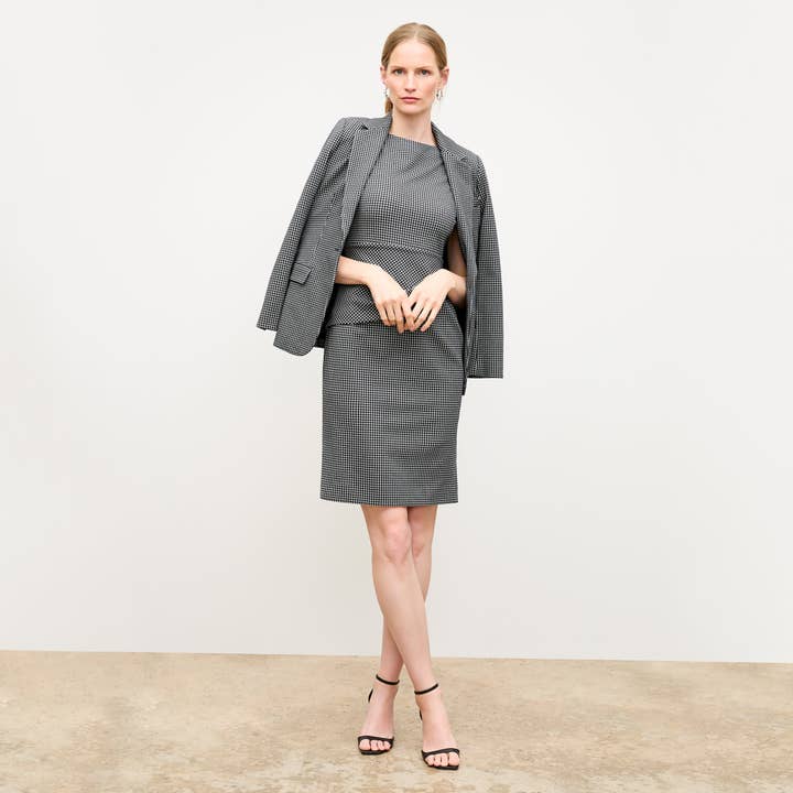 M.M.LaFleur - Wholesale Dress - Women's - Maisie Dress - Stretch Houndstooth :: Black/White