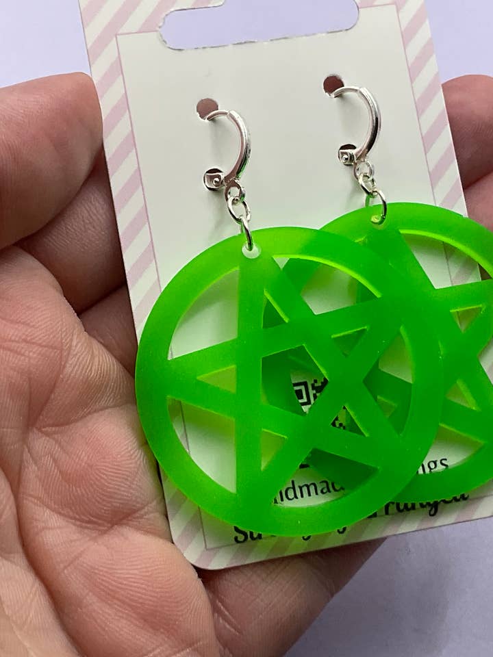 Earrings | Pentacle Witchy Goth Lightweight Earrings for wholesale by StrangelyArranged