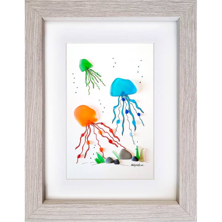 UrchinArtworks – wholesale Art print – Jellyfish Sea Glass Picture Wall Art Decor 5