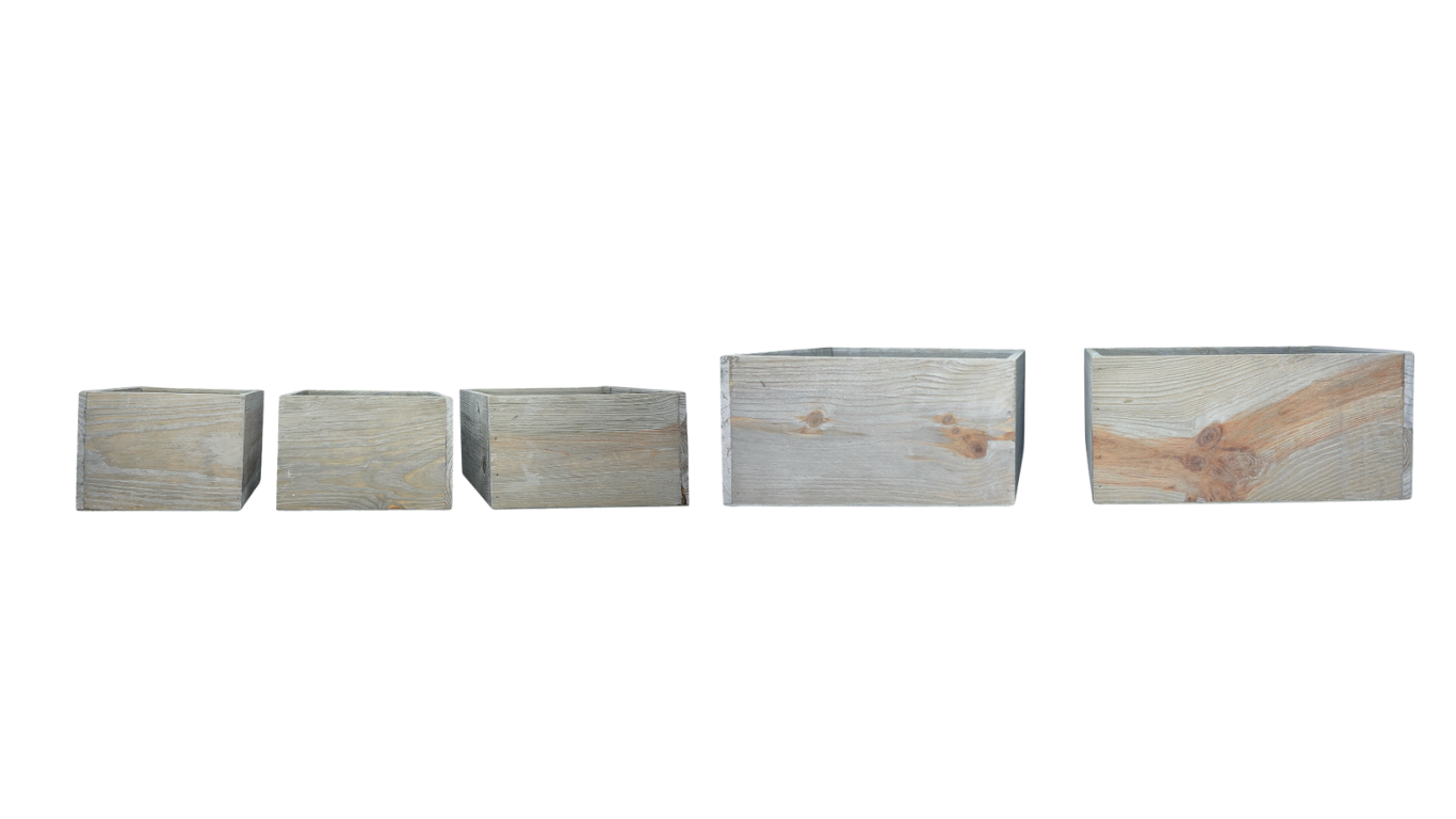 Thompson Wholesale - Wholesale Planter Box - Weathered Gray Square Wood Planters -- 20 Piece Set1