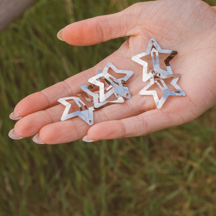 Shop Andi - Wholesale Hair Clip - Women's - Silver Starlet Snap Clip 5-pack3