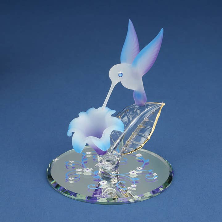 CF3 483-BF: Hummingbird with Blue Flower for wholesale by Glass Baron